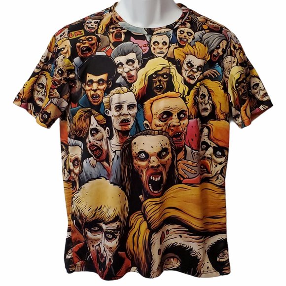 Zombie Vampire Creepy Ghouls Evil Halloween T Shirt All Over Print Men's Small - Picture 1 of 6